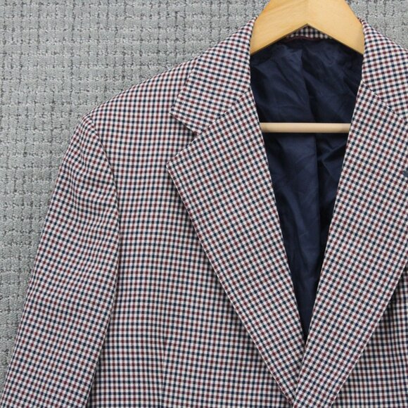 Hart Schaffner & Marx Blazer Jacket Mens Large Multicolor Plaid Two Button Front - Picture 4 of 11